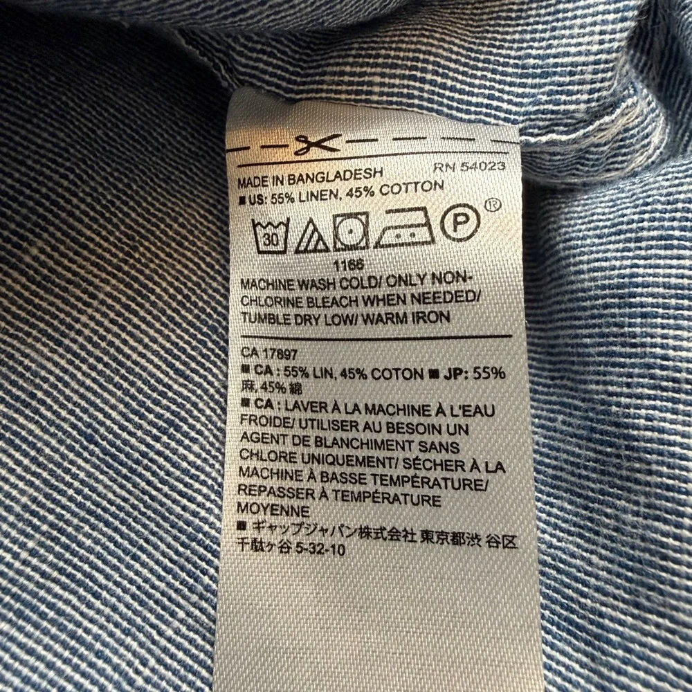 Banana Republic Mens XL Slim Fit Linen‎ Cotton Shark Sailfish Print Shirt Blue